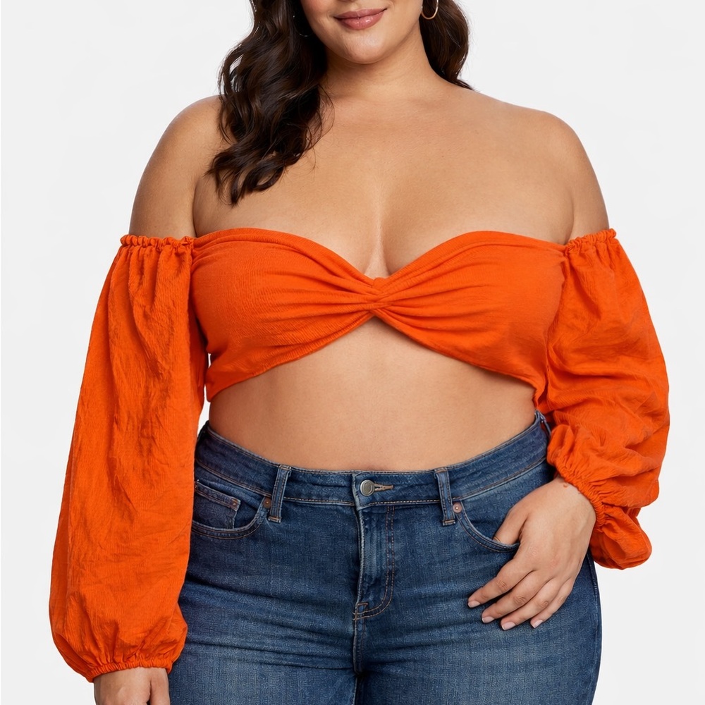 SHEIN Women's Off-Shoulder Orange Top sz 2X